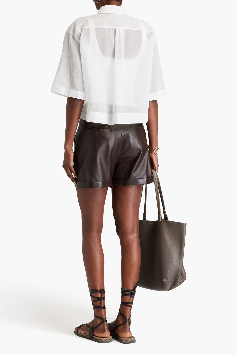 BRUNELLO CUCINELLI BEAD-EMBELLISHED COTTON-ORGANDIE SHIRT