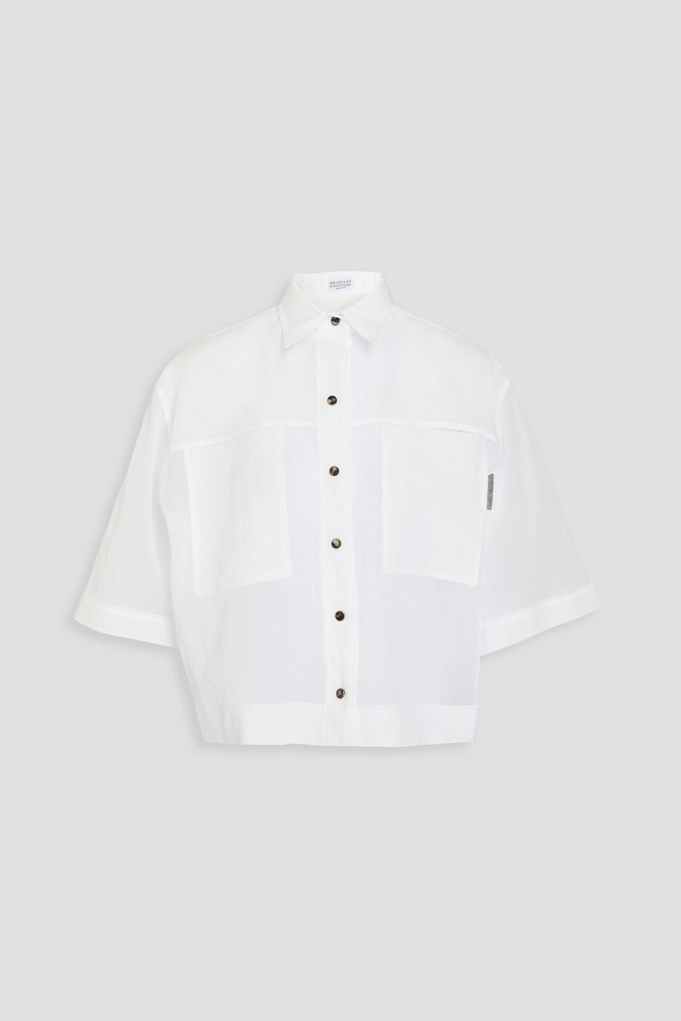 BRUNELLO CUCINELLI BEAD-EMBELLISHED COTTON-ORGANDIE SHIRT