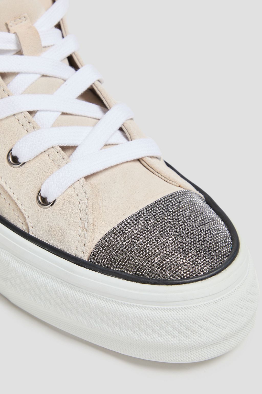BRUNELLO CUCINELLI Bead-embellished suede high-top sneakers