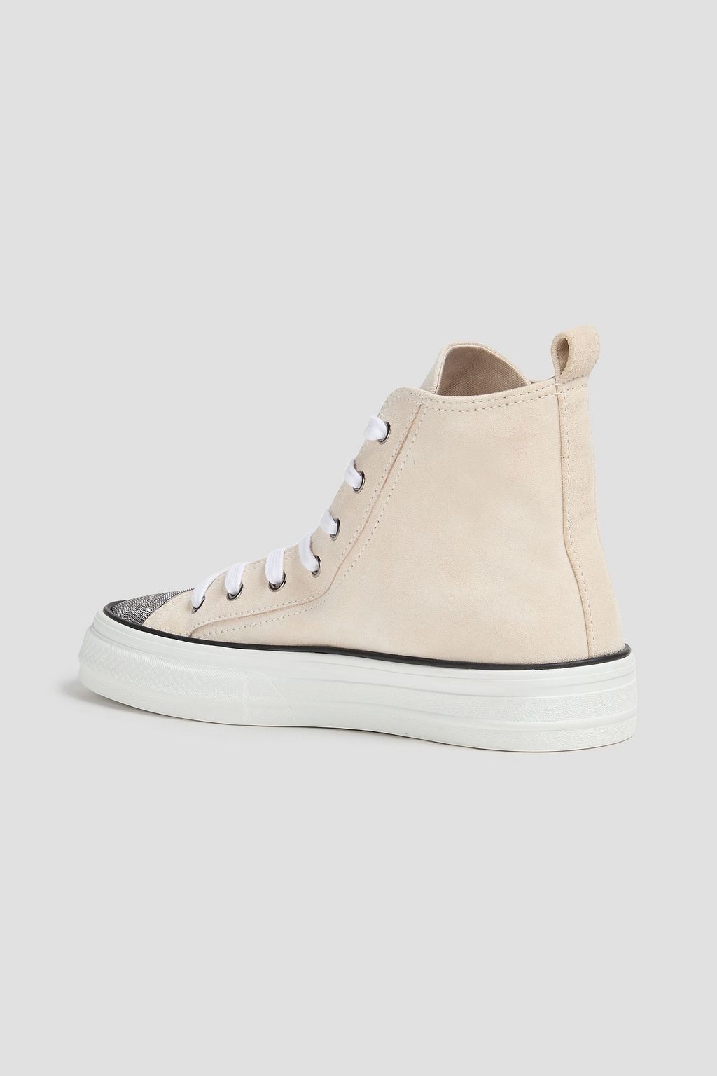 BRUNELLO CUCINELLI Bead-embellished suede high-top sneakers