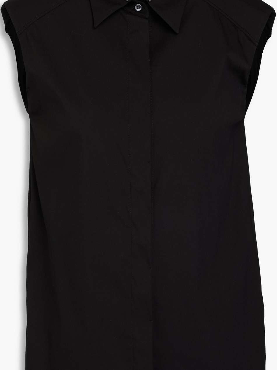 bead-embellished cotton-blend poplin top
