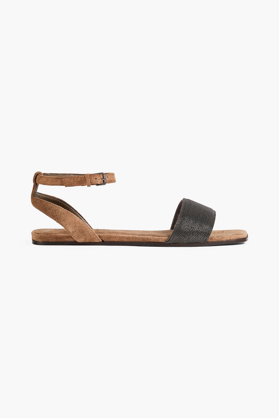 Bead-embellished suede sandals