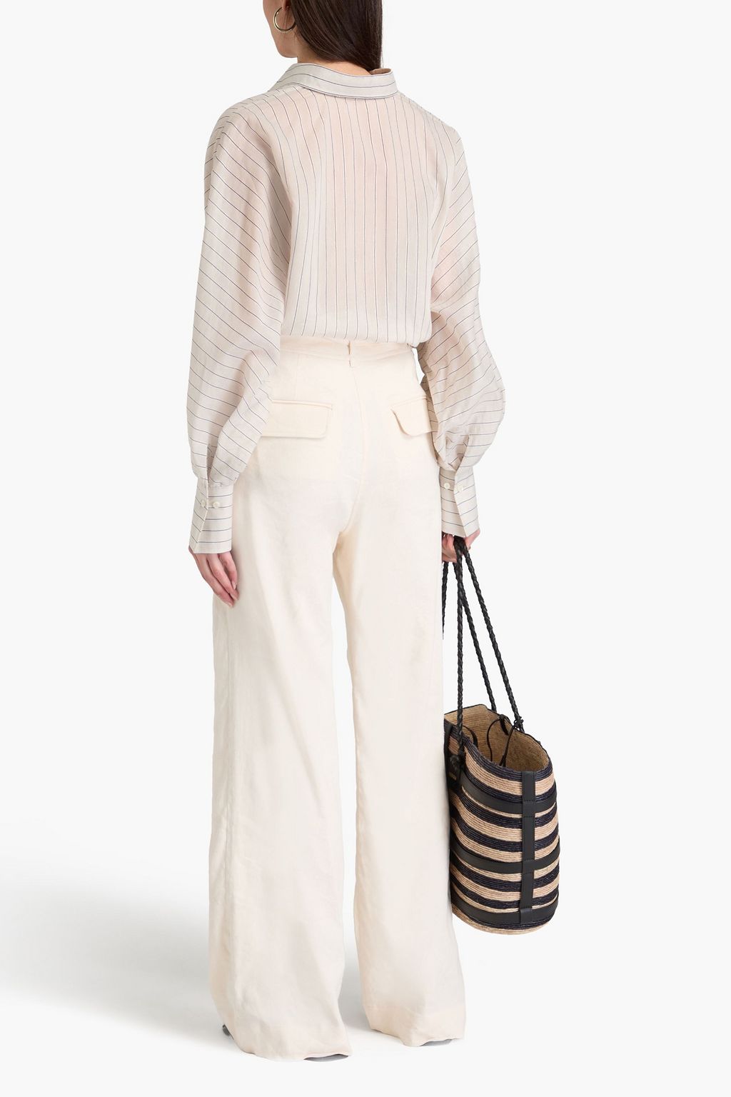 BRUNELLO CUCINELLI Gestreiftes Oversized-Hemd aus Voile aus einer Baumwollmischung