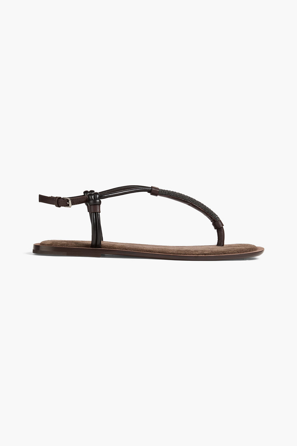 Bead-embellished leather sandals