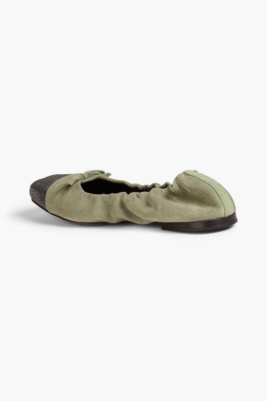 BRUNELLO CUCINELLI 비즈 장식 스웨이드 발레리나 플랫