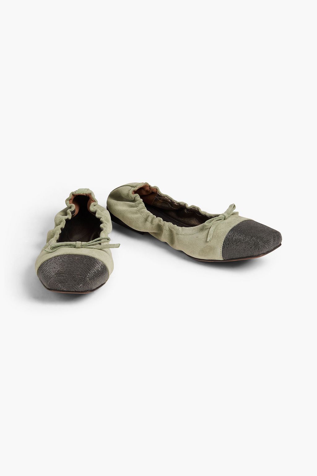 BRUNELLO CUCINELLI 비즈 장식 스웨이드 발레리나 플랫