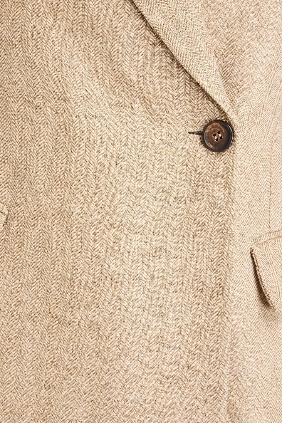 BRUNELLO CUCINELLI DOUBLE-BREASTED BEAD-EMBELLISHED LINEN BLAZER