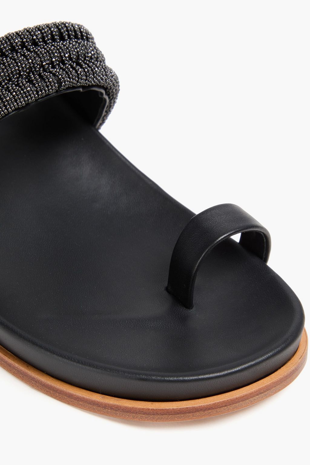 BRUNELLO CUCINELLI 비즈 장식 가죽 샌들