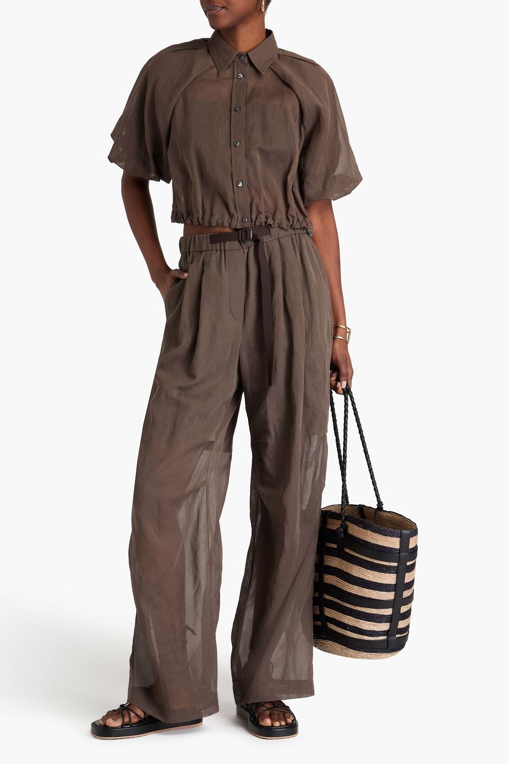 BRUNELLO CUCINELLI Cropped Hemd aus Baumwoll-Organdie