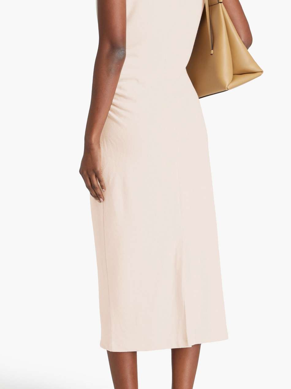 ruched knitted midi dress