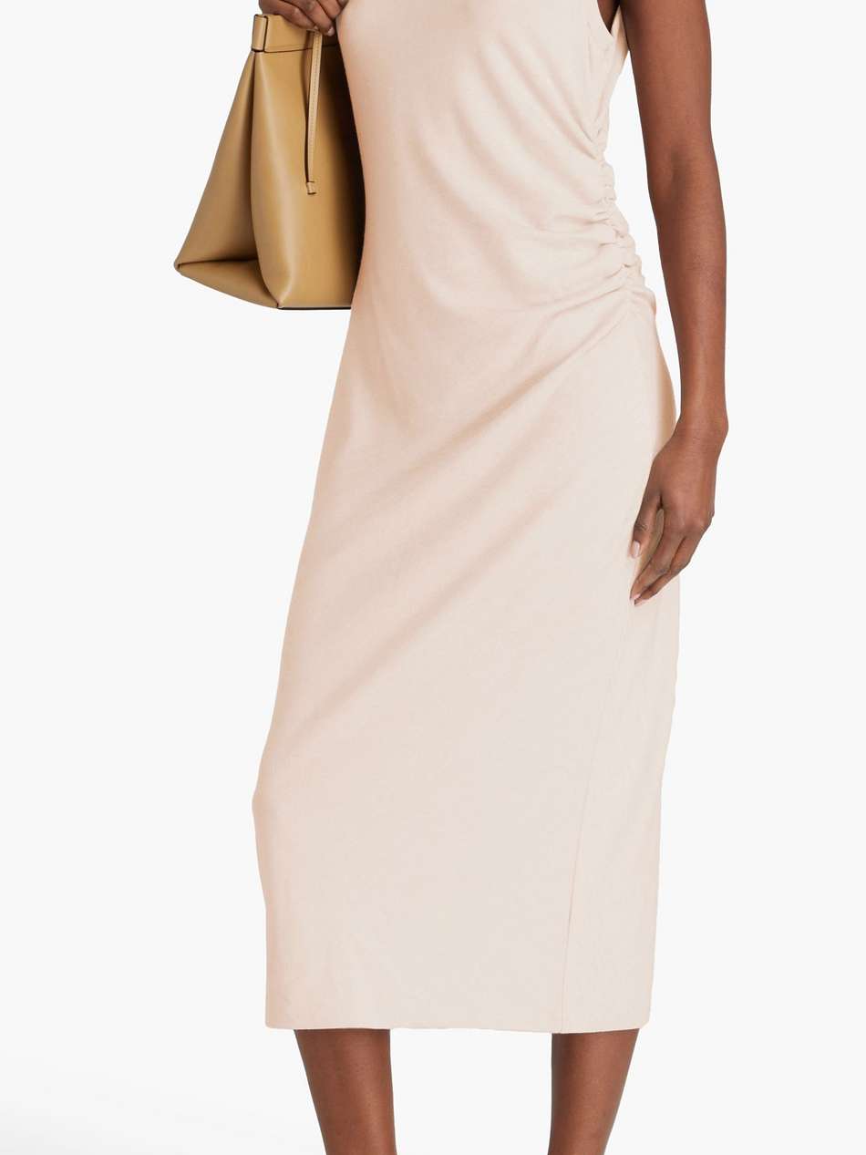 ruched knitted midi dress