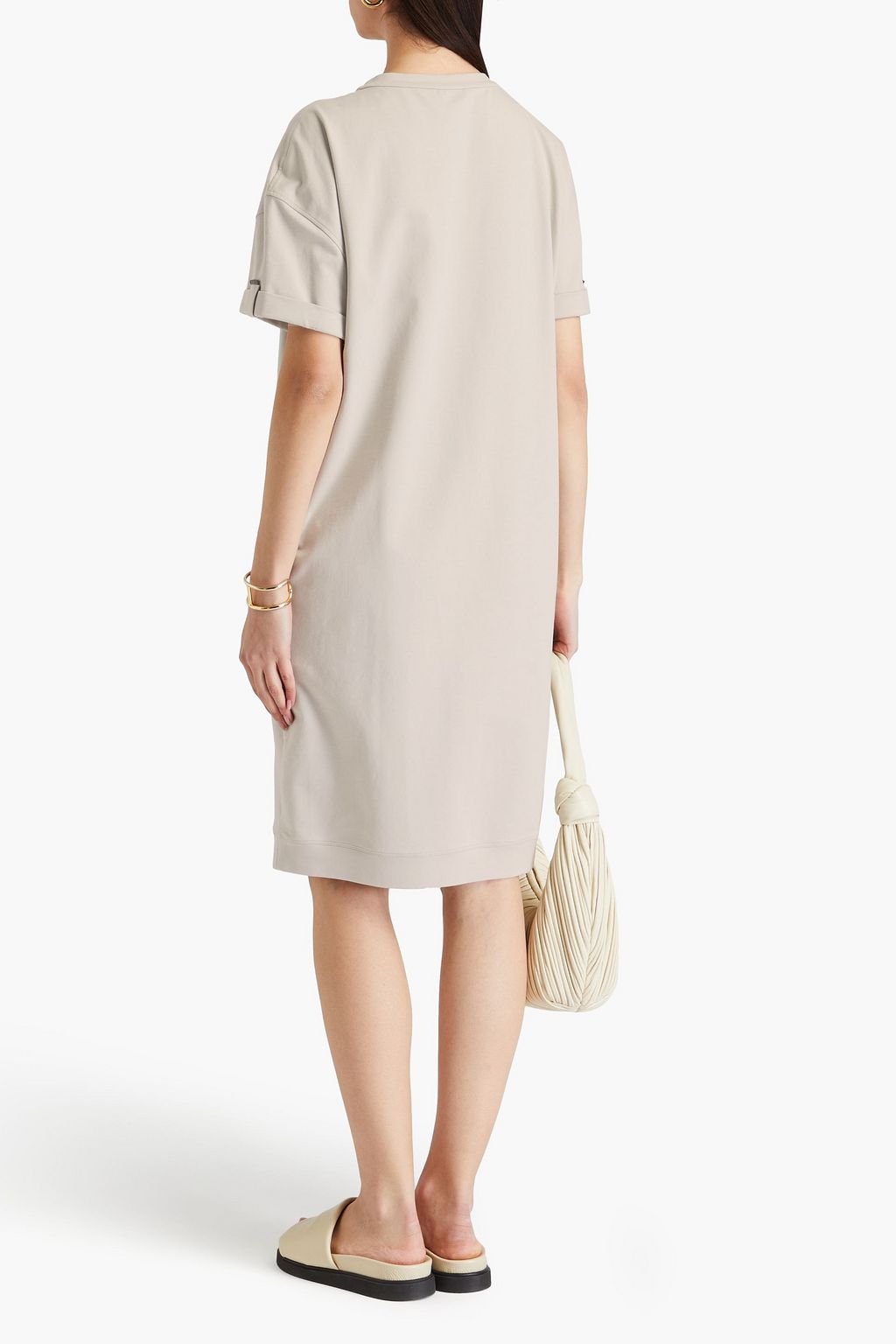 BRUNELLO CUCINELLI Bead-embellished French cotton-blend terry mini dress