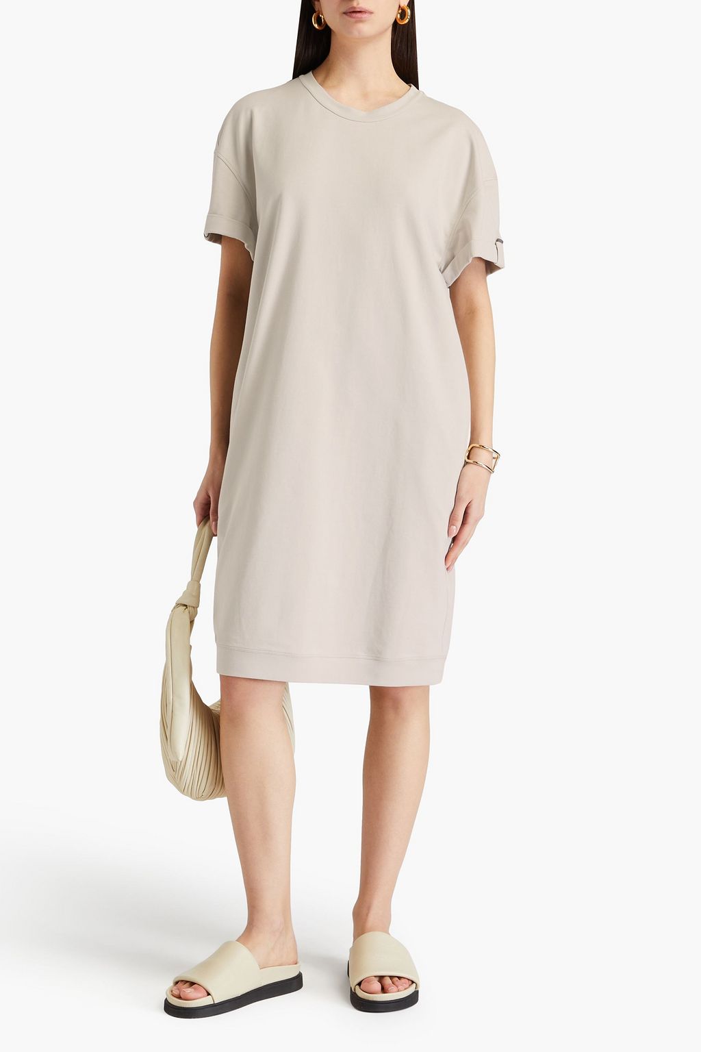 BRUNELLO CUCINELLI Bead-embellished French cotton-blend terry mini dress