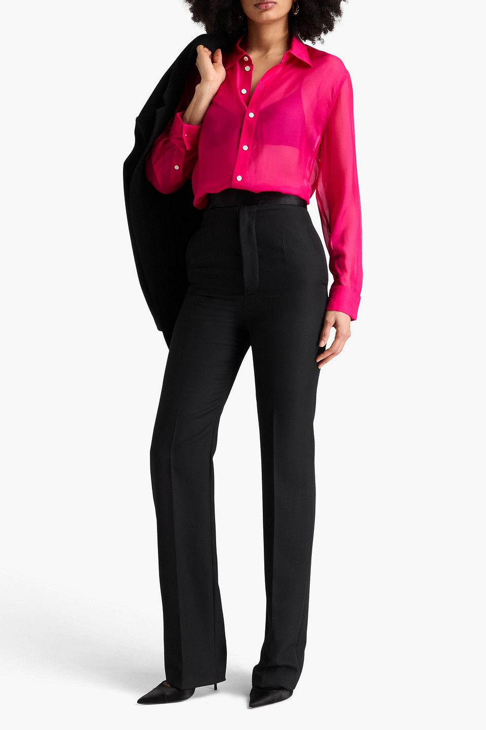  Helmut Lang - Hemd Aus Seidenchiffon - Pink - S 