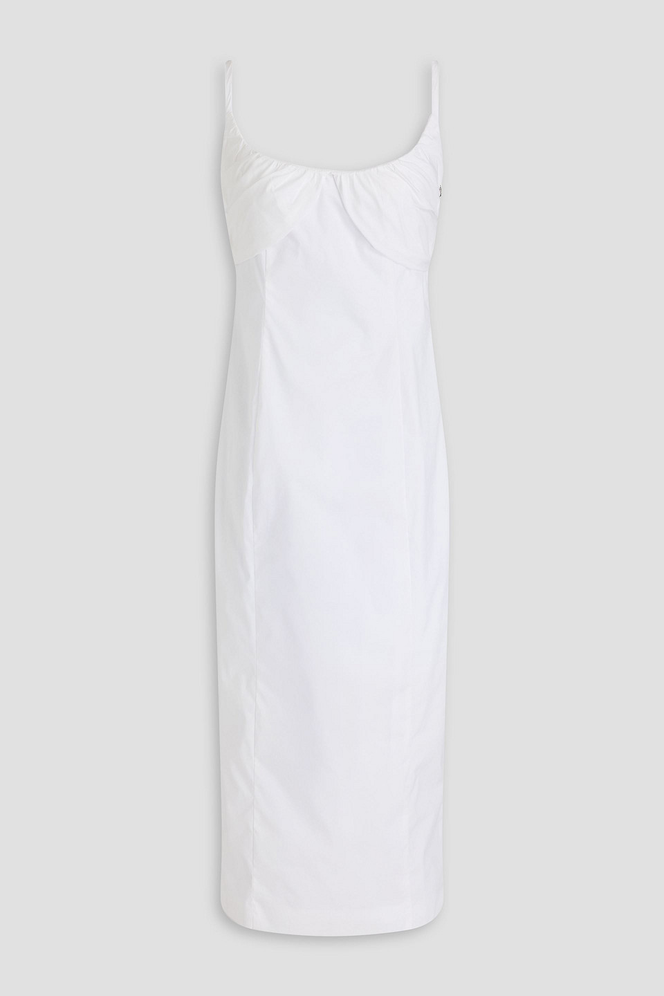 Rotate Birger Christensen Midikleid Aus Einer Baumwollmischung Mit Raffungen In Weiss