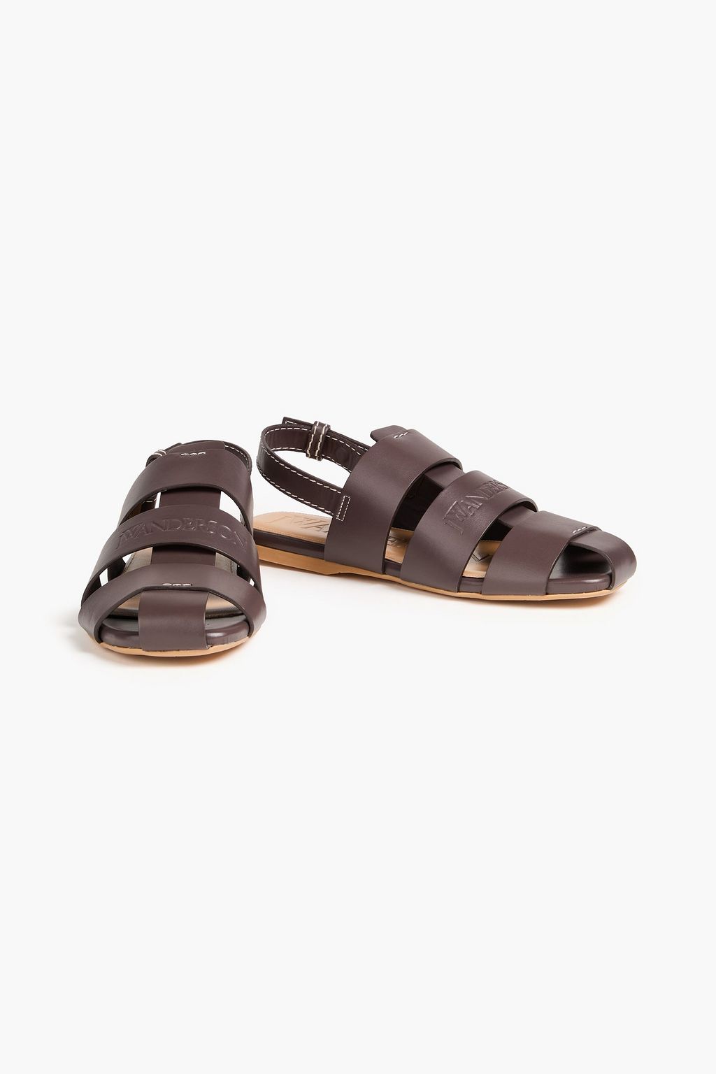 JW ANDERSON صندل من الجلد المنقوش مزود بحزام خلفي