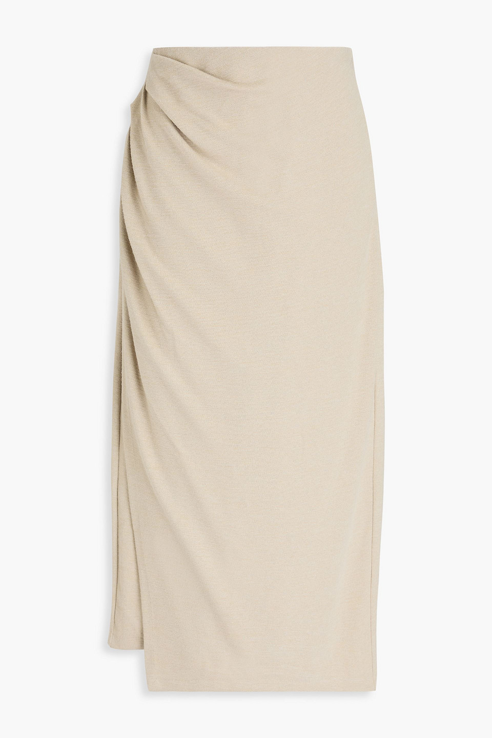 Vince Draped Knitted Midi Skirt In Beige