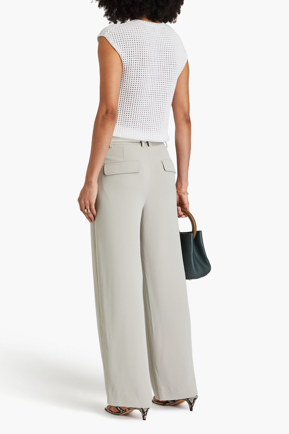 Vince Crepe Straight-leg Pants In Beige