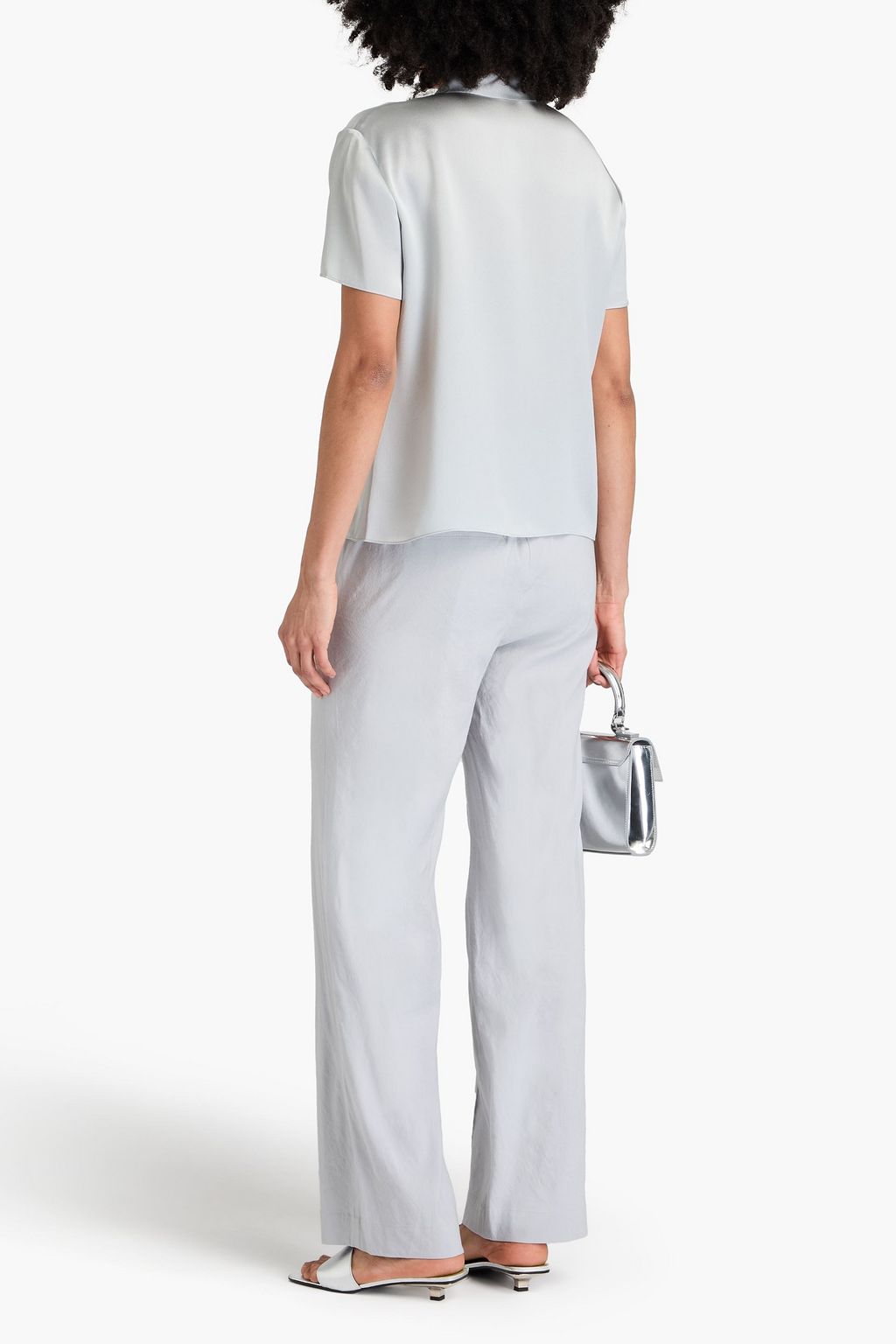 VINCE. Silk-charmeuse polo shirt