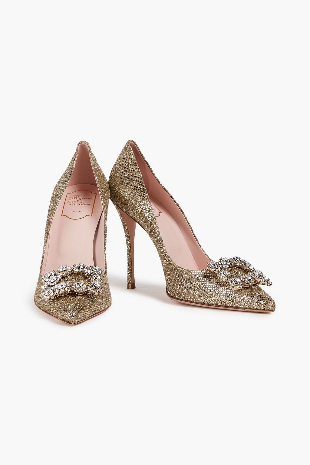 ROGER VIVIER Embellished lamé pumps