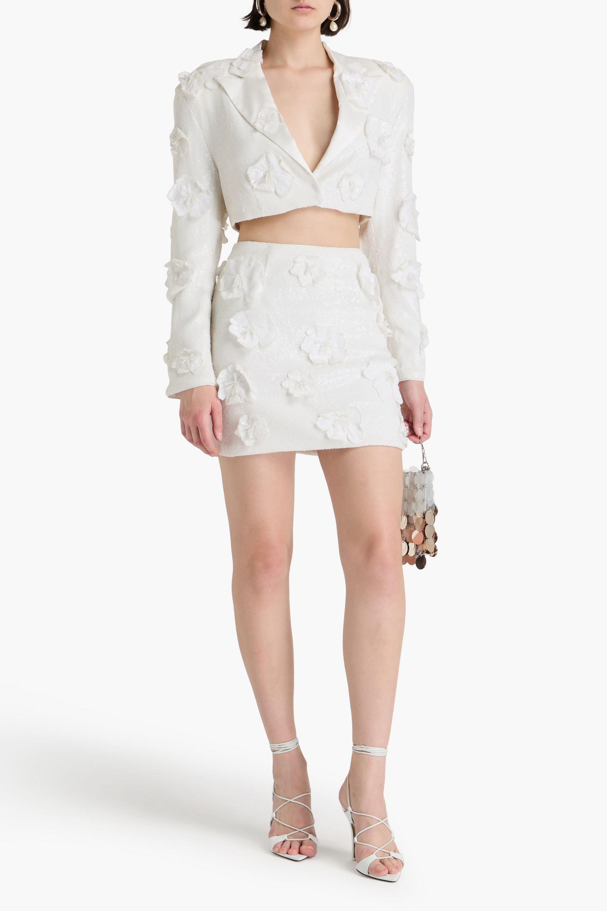 ROTATE Birger Christensen Embellished tulle mini skirt