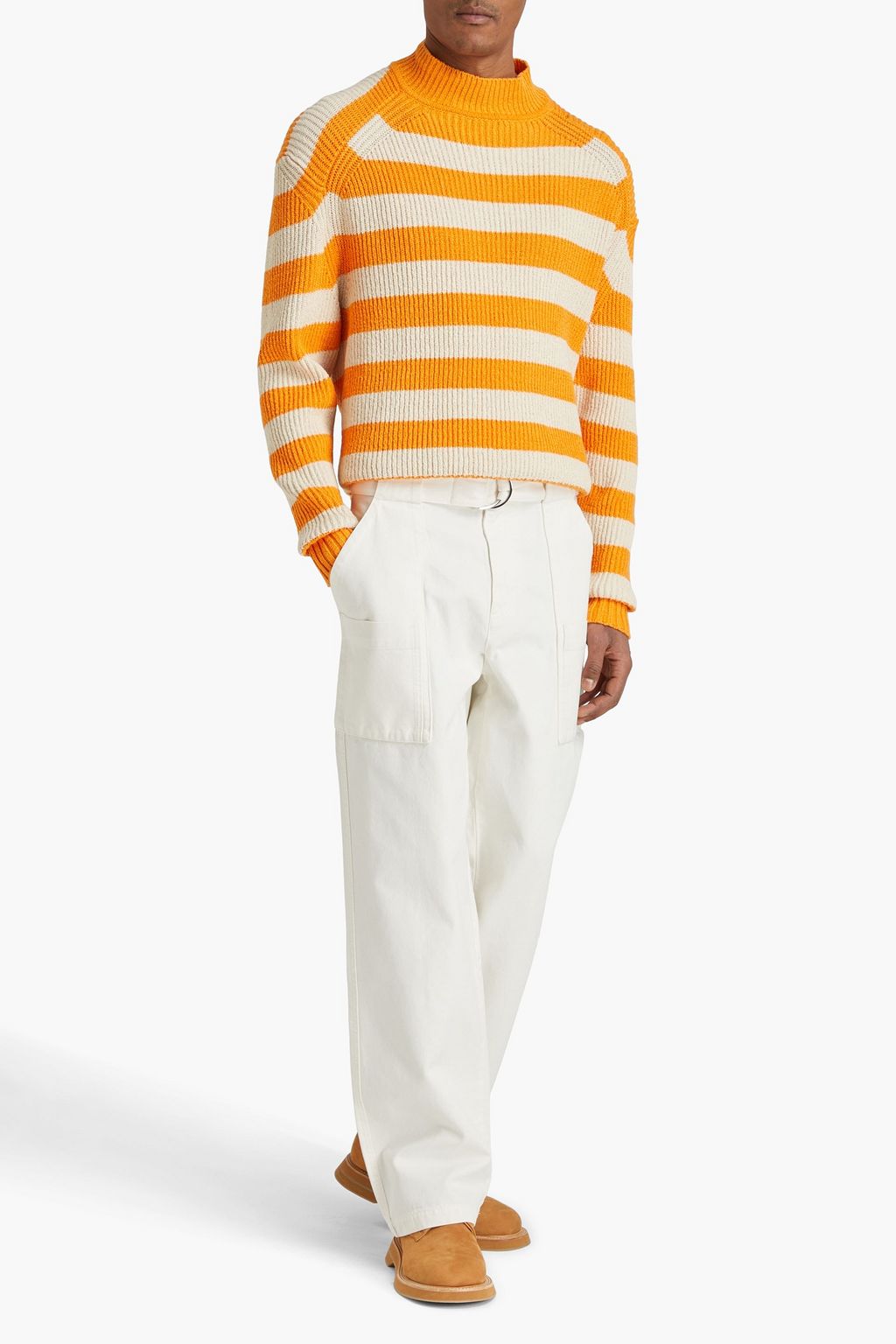 JW ANDERSON بنطلون كارغو من قطن كنفا مزين بحزام