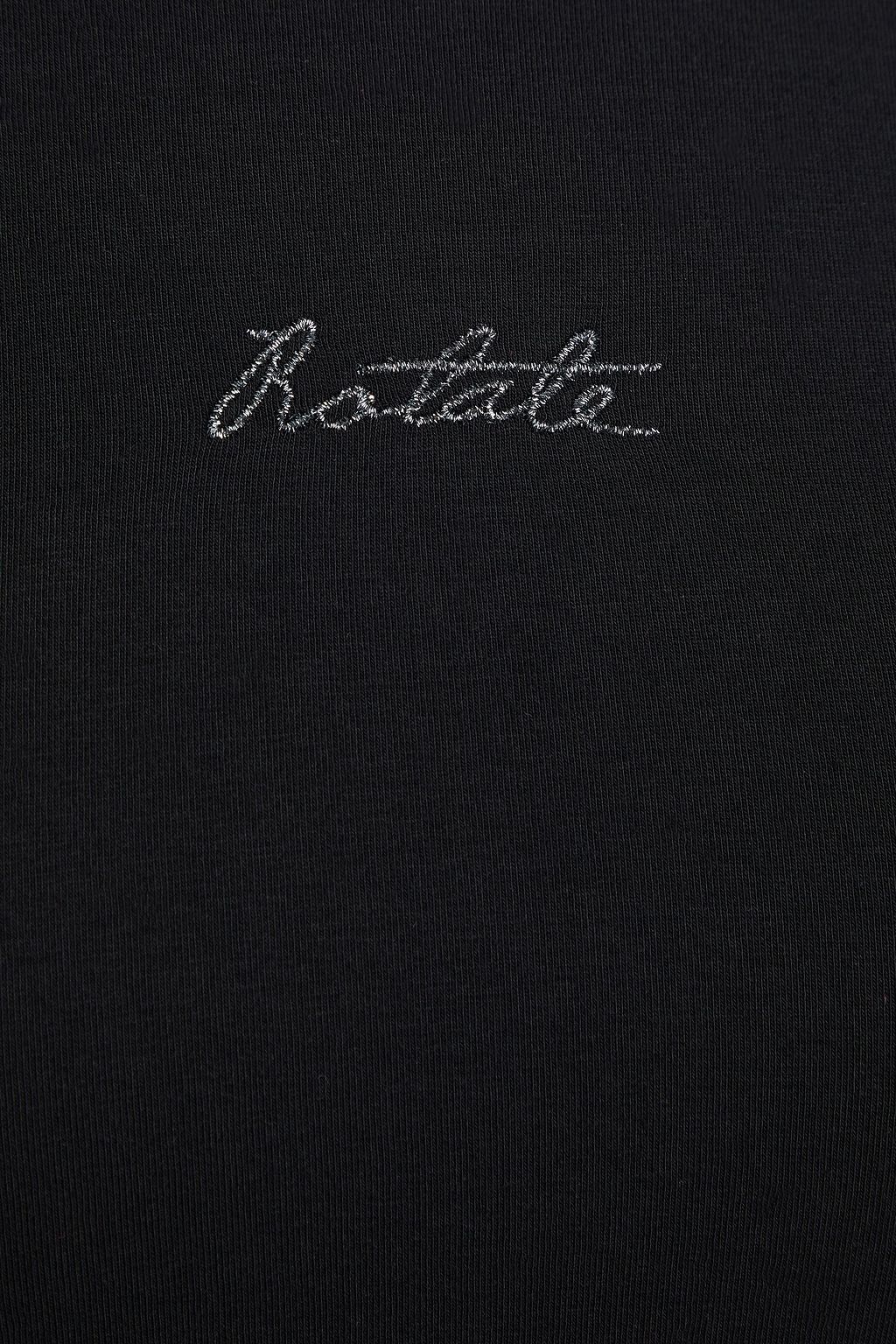 ROTATE BIRGER CHRISTENSEN ストレッチコットン&モダール混ジャージー クロップドTシャツ メタリック 刺繍