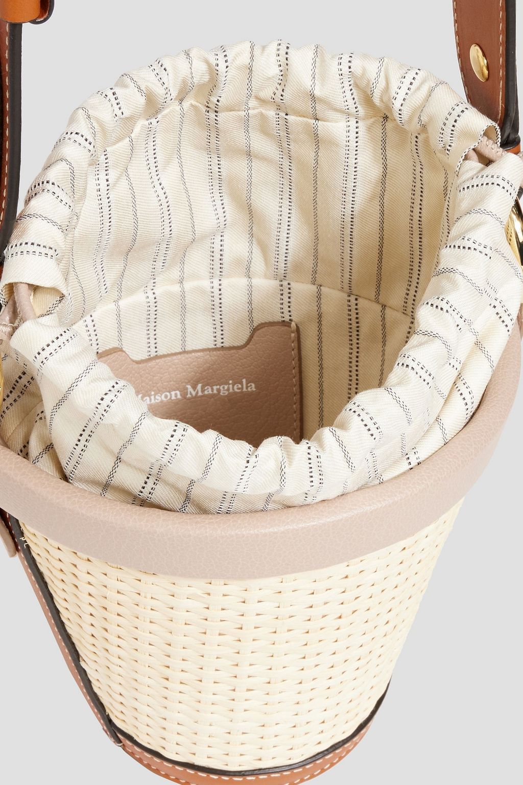 MAISON MARGIELA Leather and rattan bucket bag