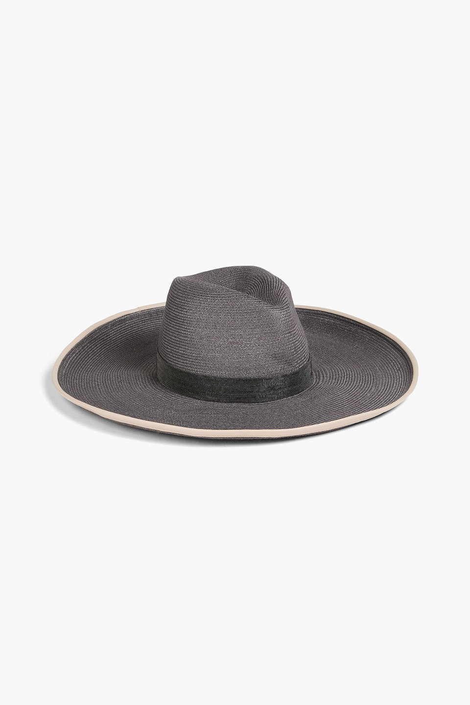 Brunello Cucinelli - Bead-embellished hemp-blend fedora - Gray - M
