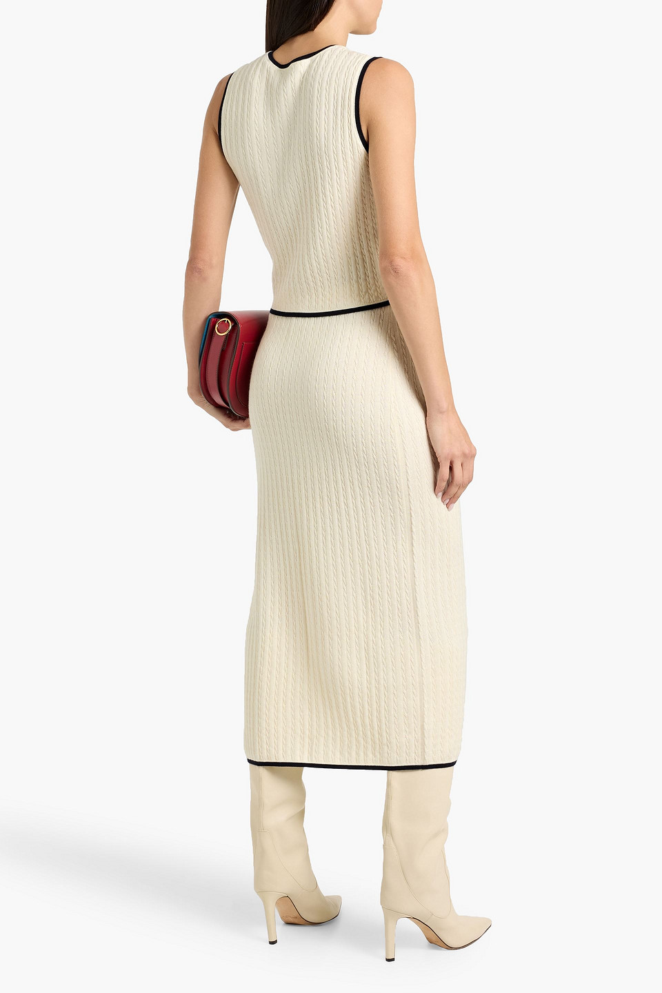 Frame Cable-knit Cashmere And Silk-blend Top In White