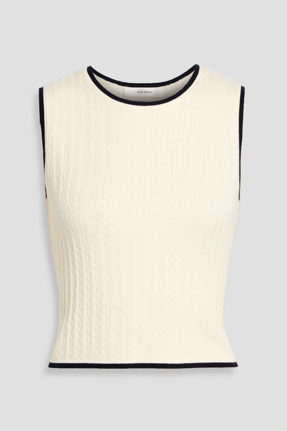 Frame Cable-knit Cashmere And Silk-blend Top In White