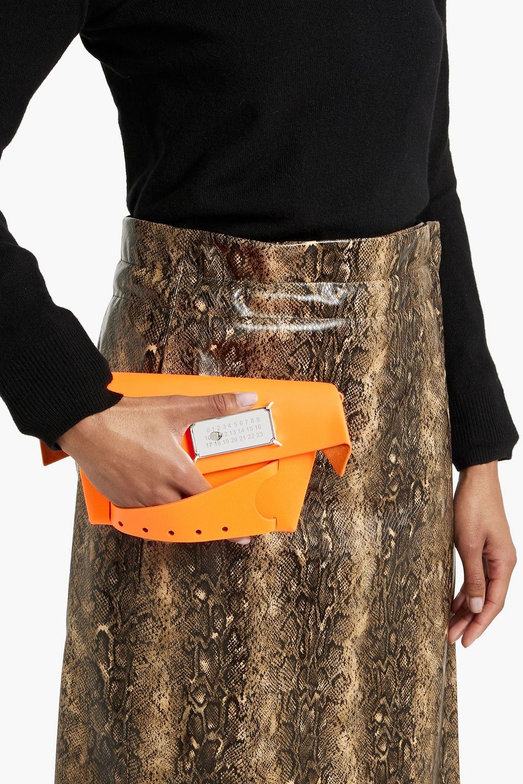 MAISON MARGIELA Snatched neon smooth and textured-leather shoulder bag