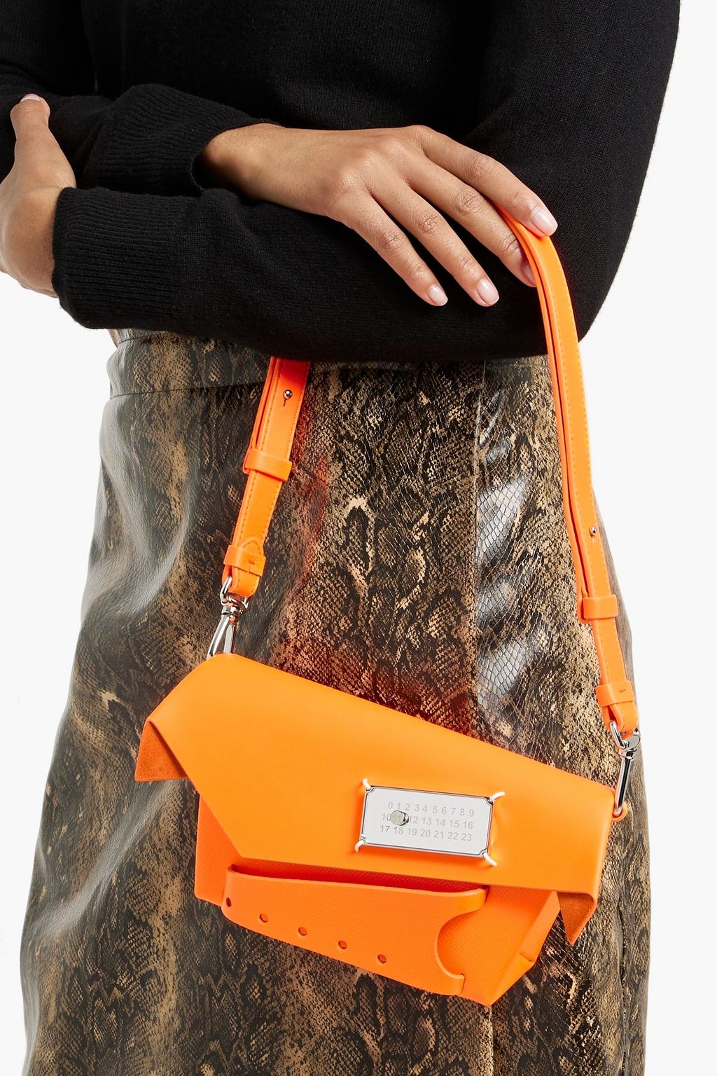 MAISON MARGIELA Snatched neon smooth and textured-leather shoulder bag