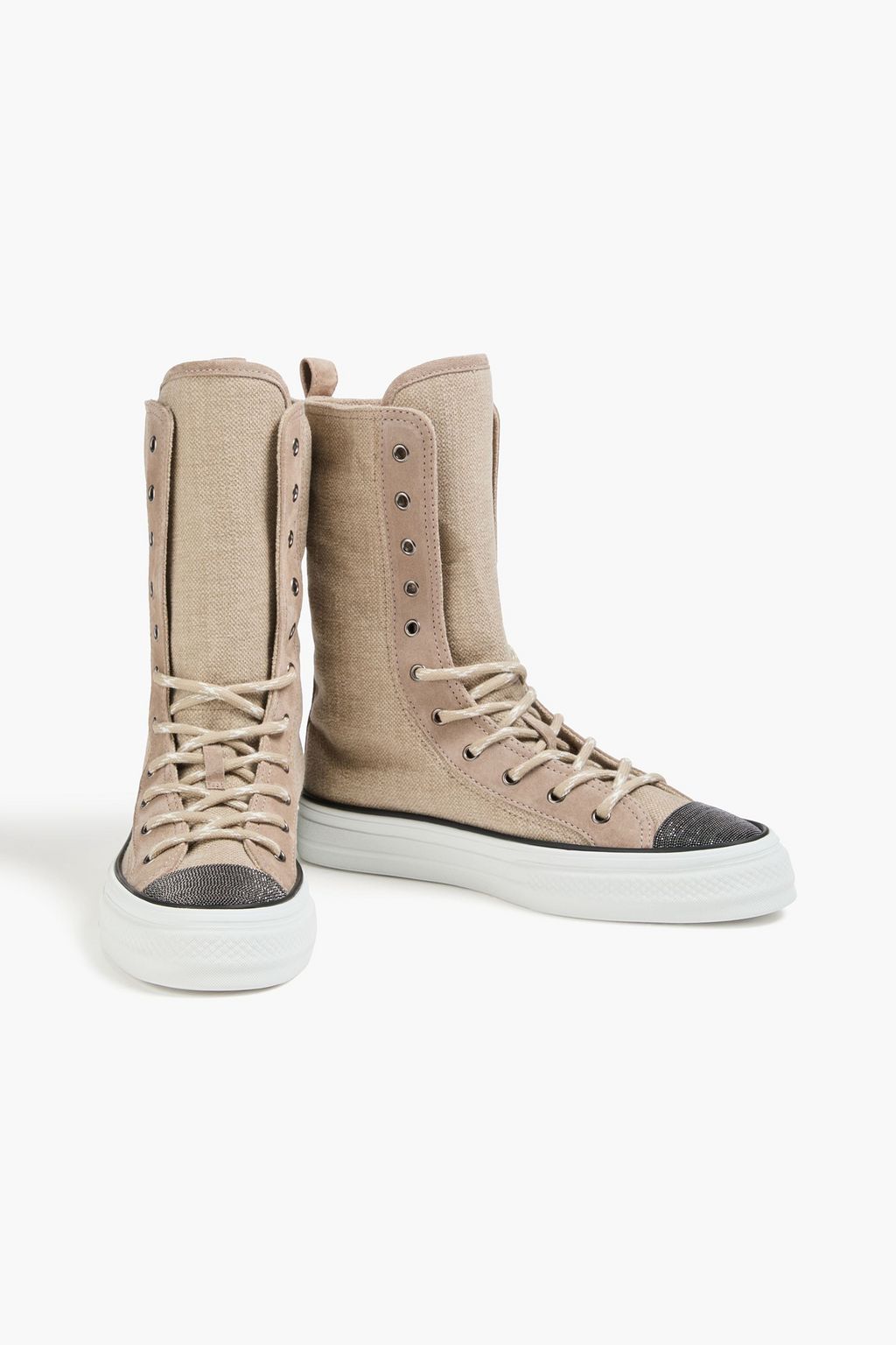 BRUNELLO CUCINELLI キャンバス ハイカットスニーカー ビーズ付き