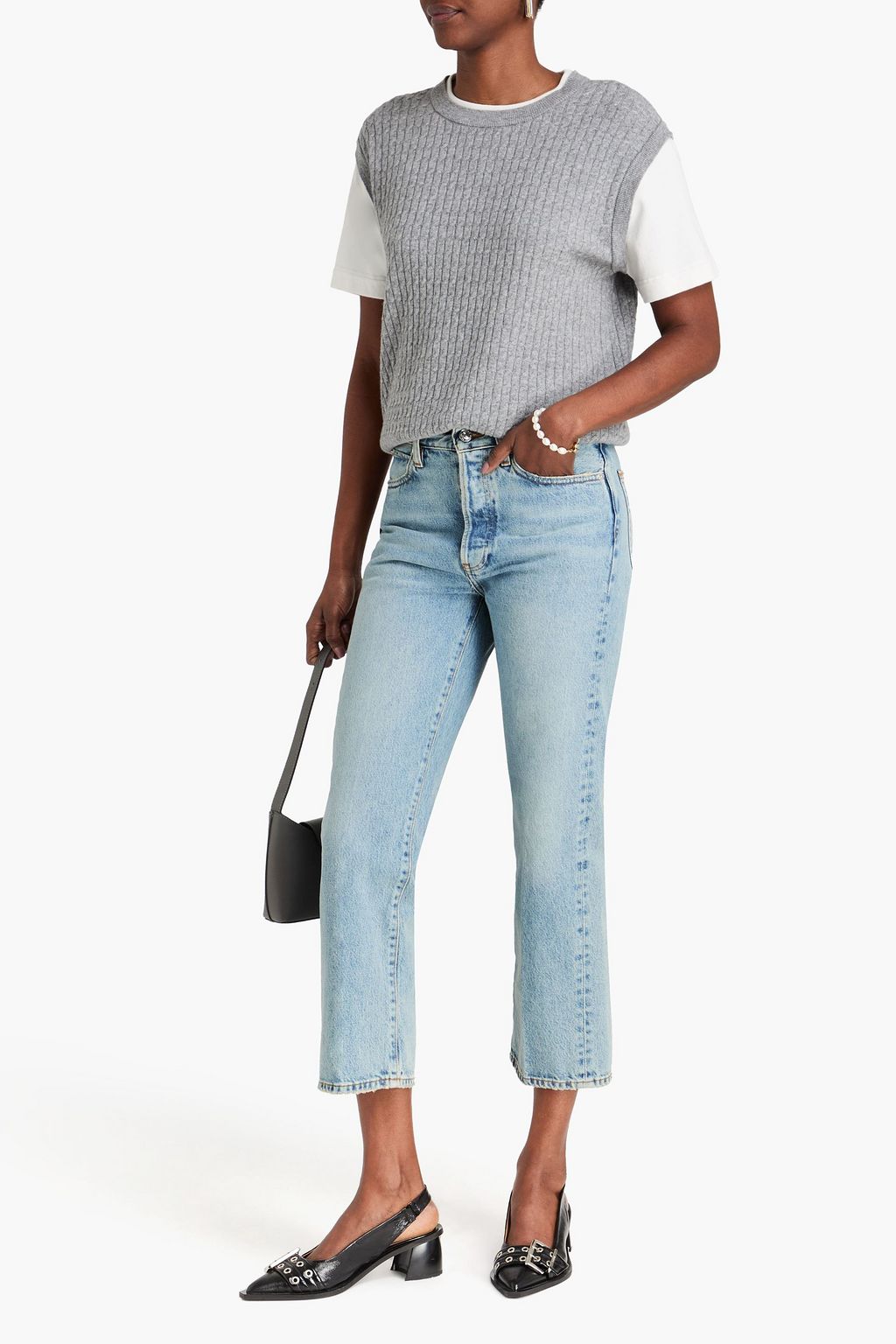FRAME The Vertical cropped high-rise straight-jeans