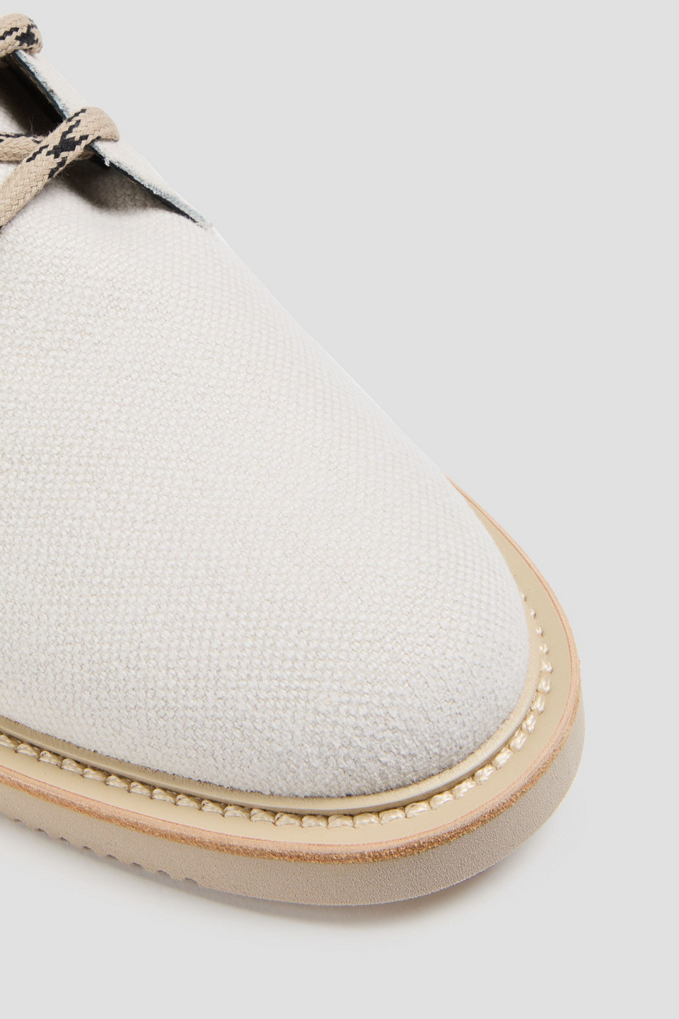 BRUNELLO CUCINELLI BEAD-EMBELLISHED CANVAS COMBAT BOOTS