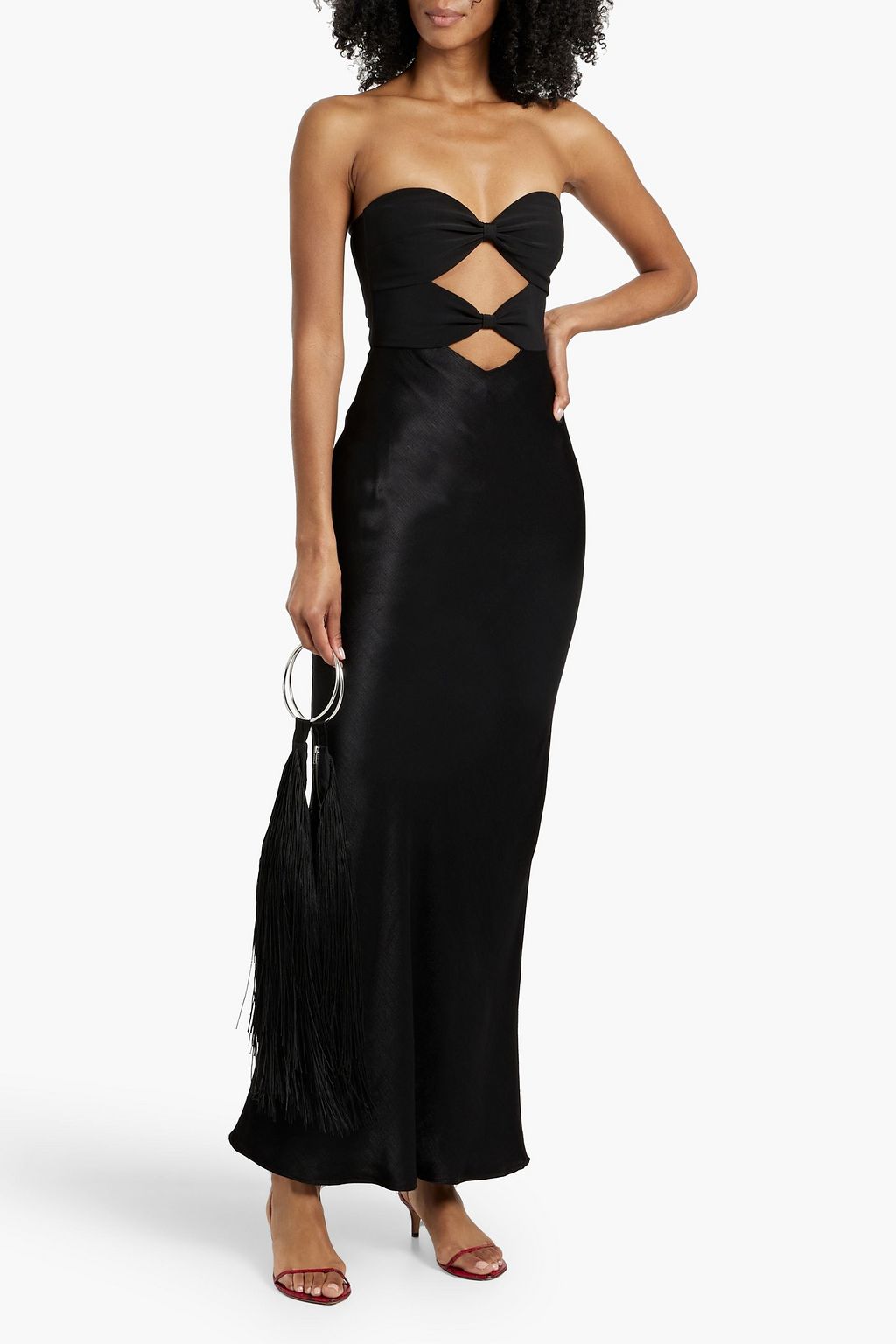 BEC & BRIDGE Halle strapless cutout mesh and satin-crepe maxi dress