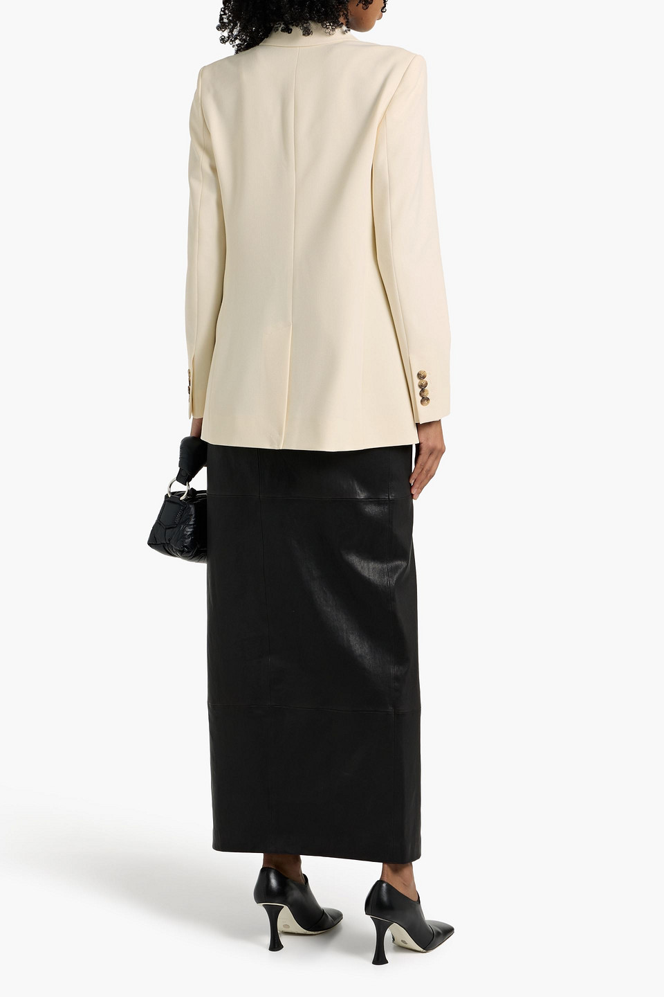 Frame Double-breasted Twill Blazer In Neutral