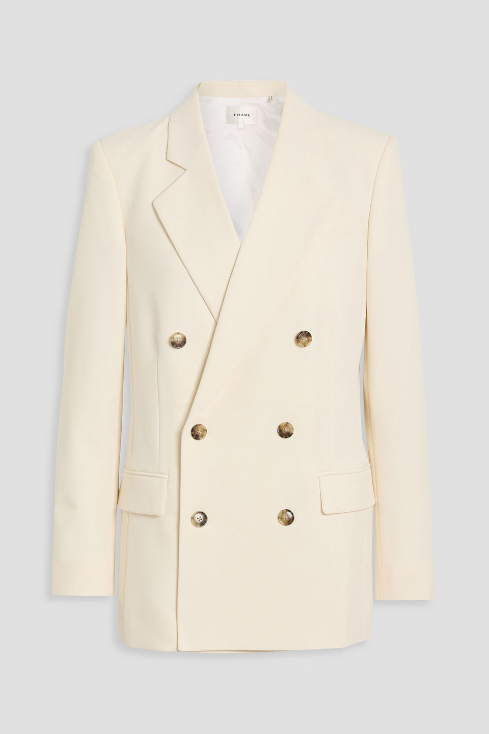 Frame Double-breasted Twill Blazer In Neutral