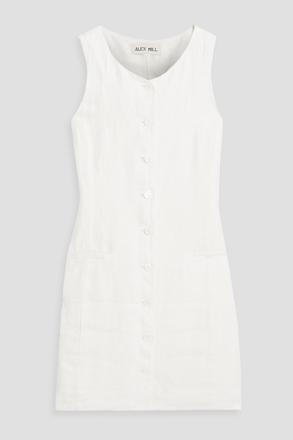 Alex Mill Anna Linen-twill Mini Dress In Off-white