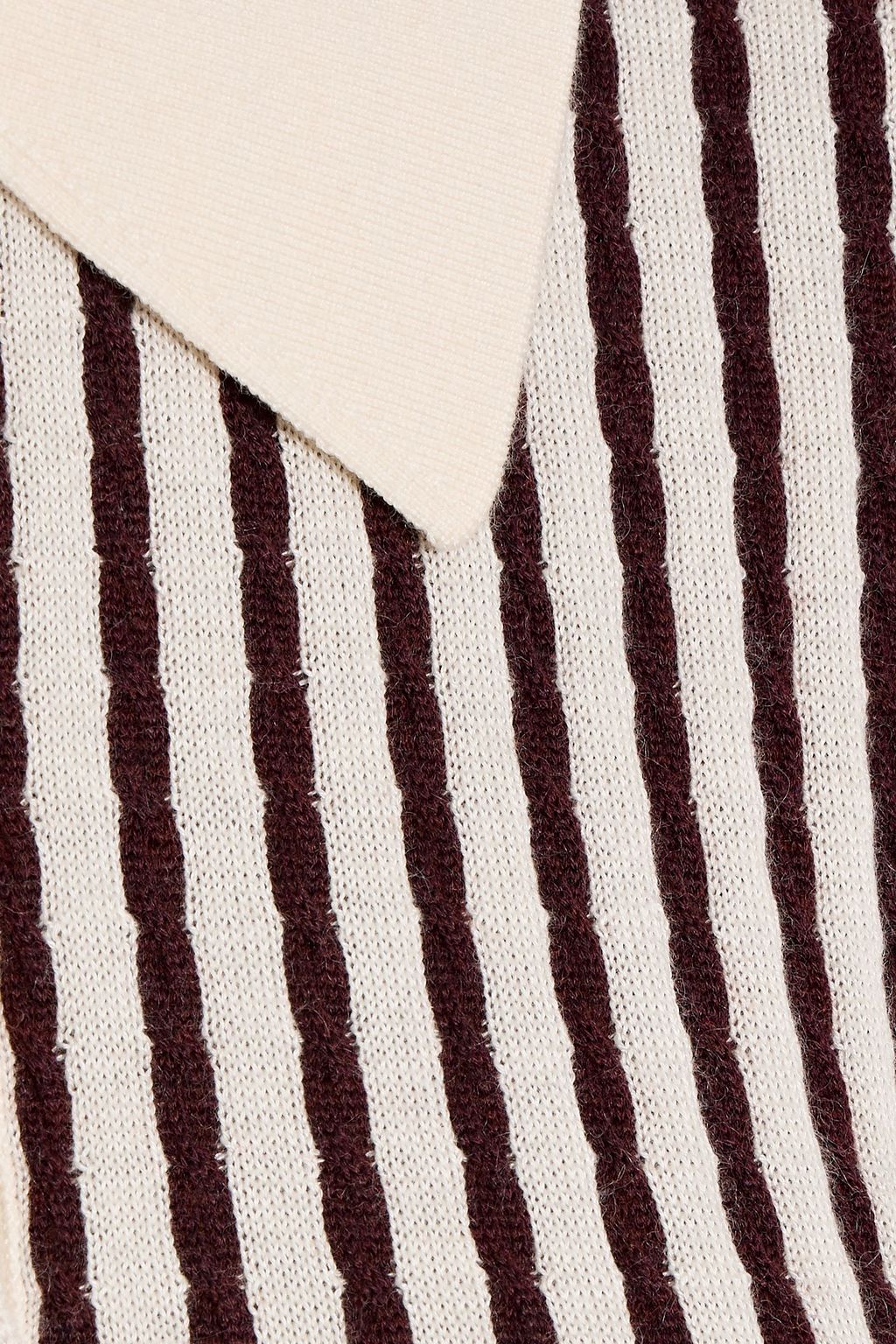 FRAME Striped cable-knit cashmere and silk-blend polo shirt