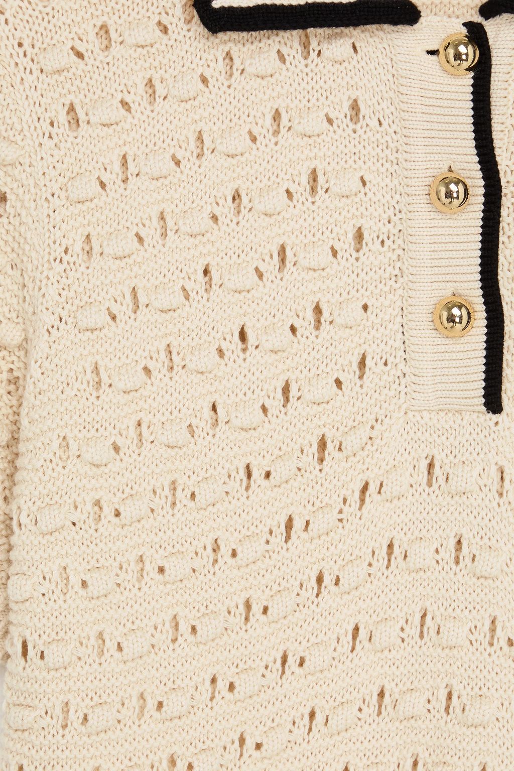 FRAME Pointelle-knit cotton mini shirt dress