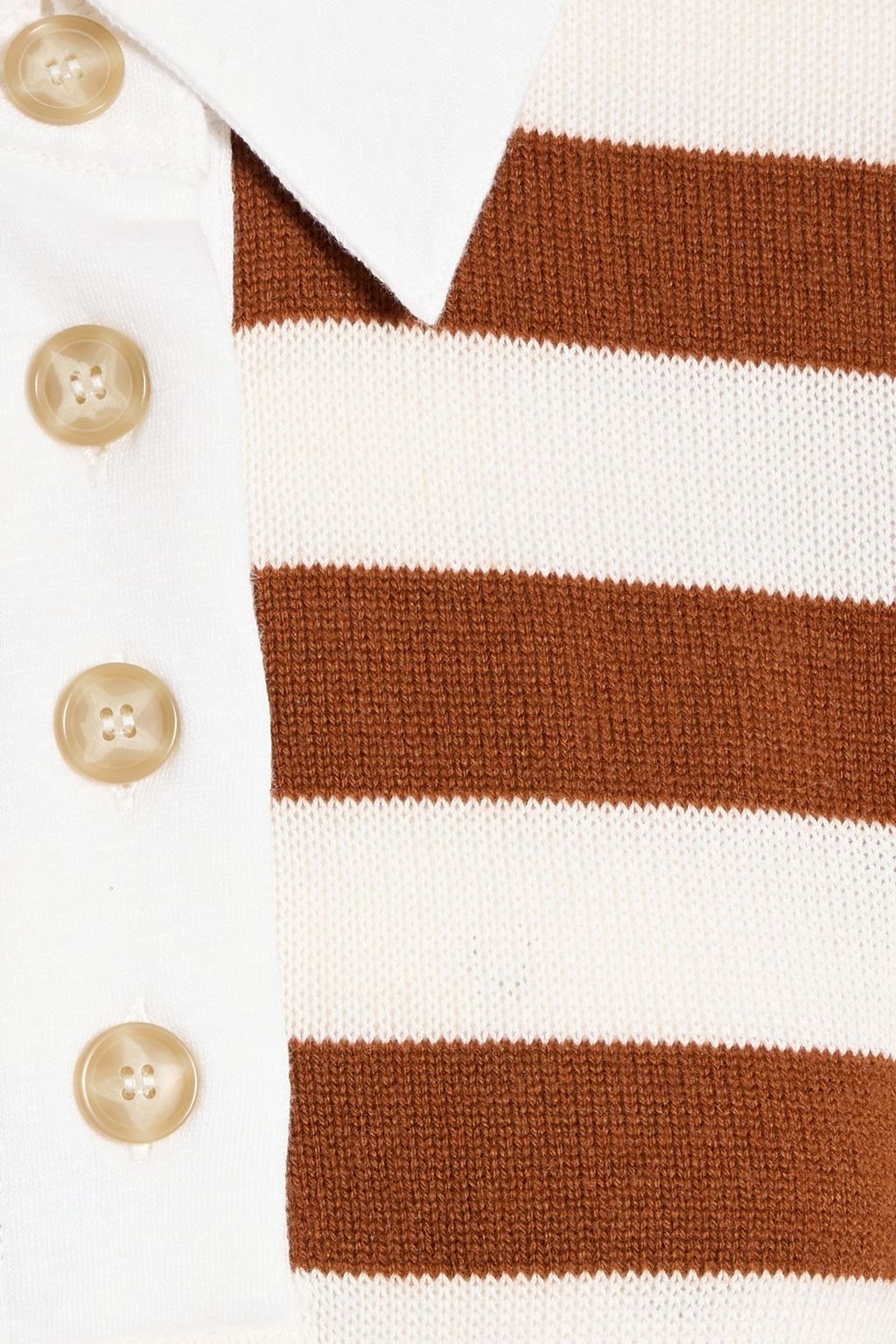 FRAME Striped cashmere and cotton-blend polo sweater