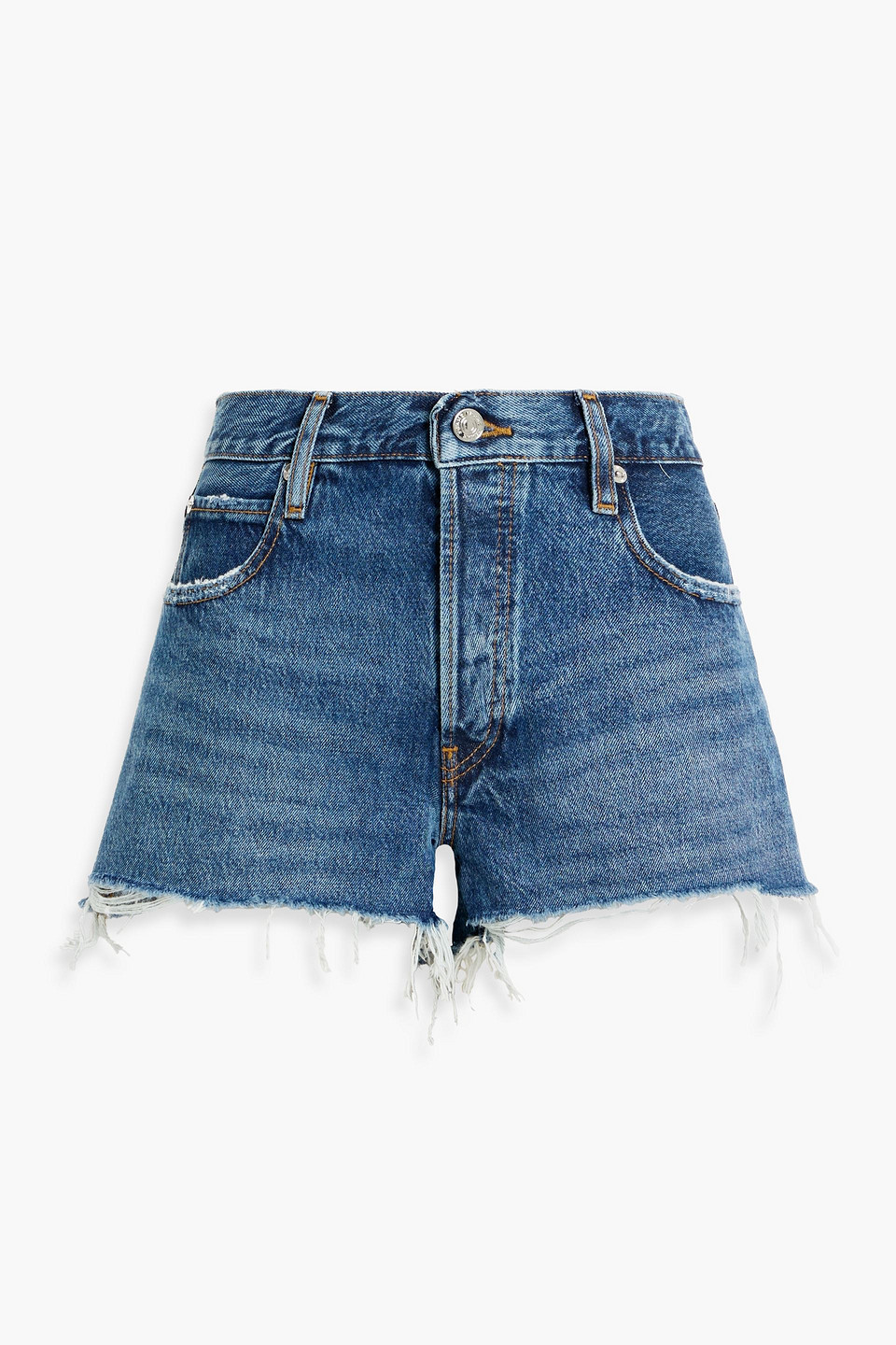frame - the hang frayed denim shorts - blue - 25