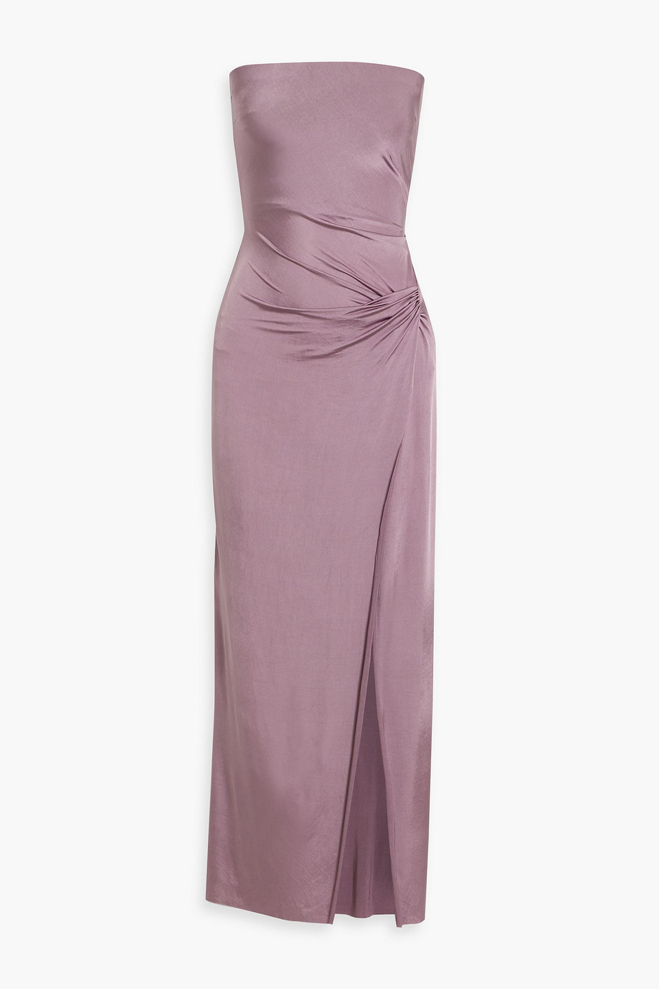 BEC & BRIDGE PETRA STRAPLESS DRAPED SATIN-JERSEY MAXI DRESS