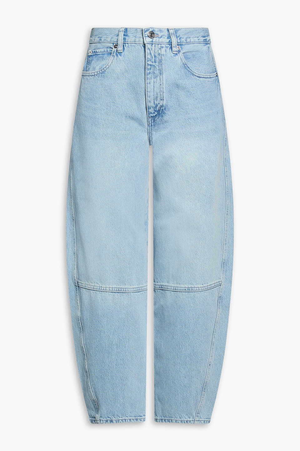 Frame The Twisted Cropped Barrel-leg Jeans In Blue