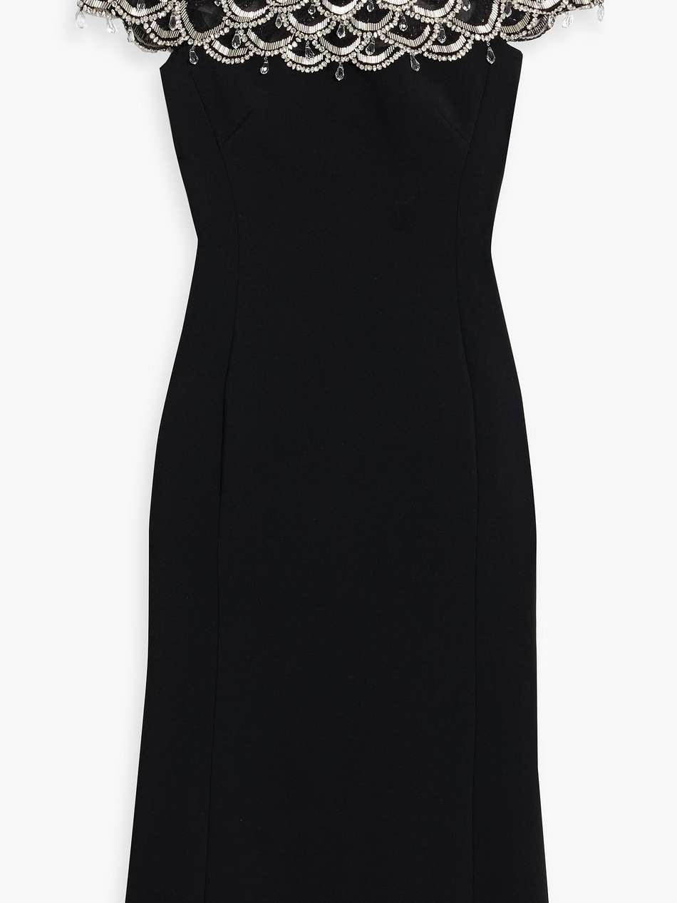 melody embellished tulle and crepe midi dress