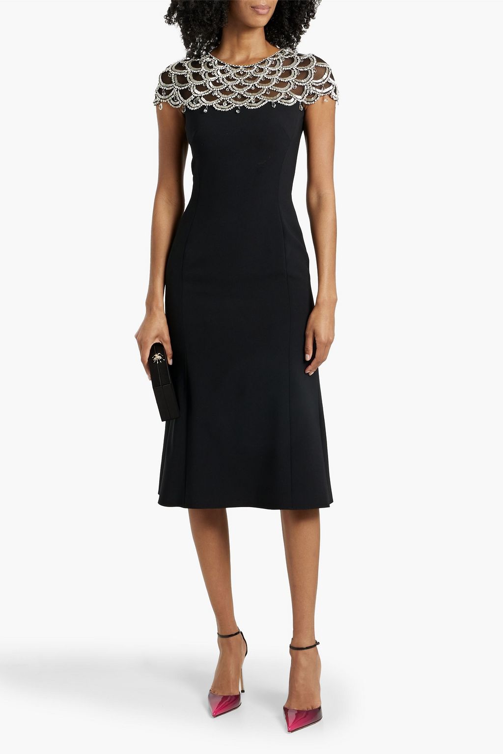 JENNY PACKHAM Melody embellished tulle and crepe midi dress