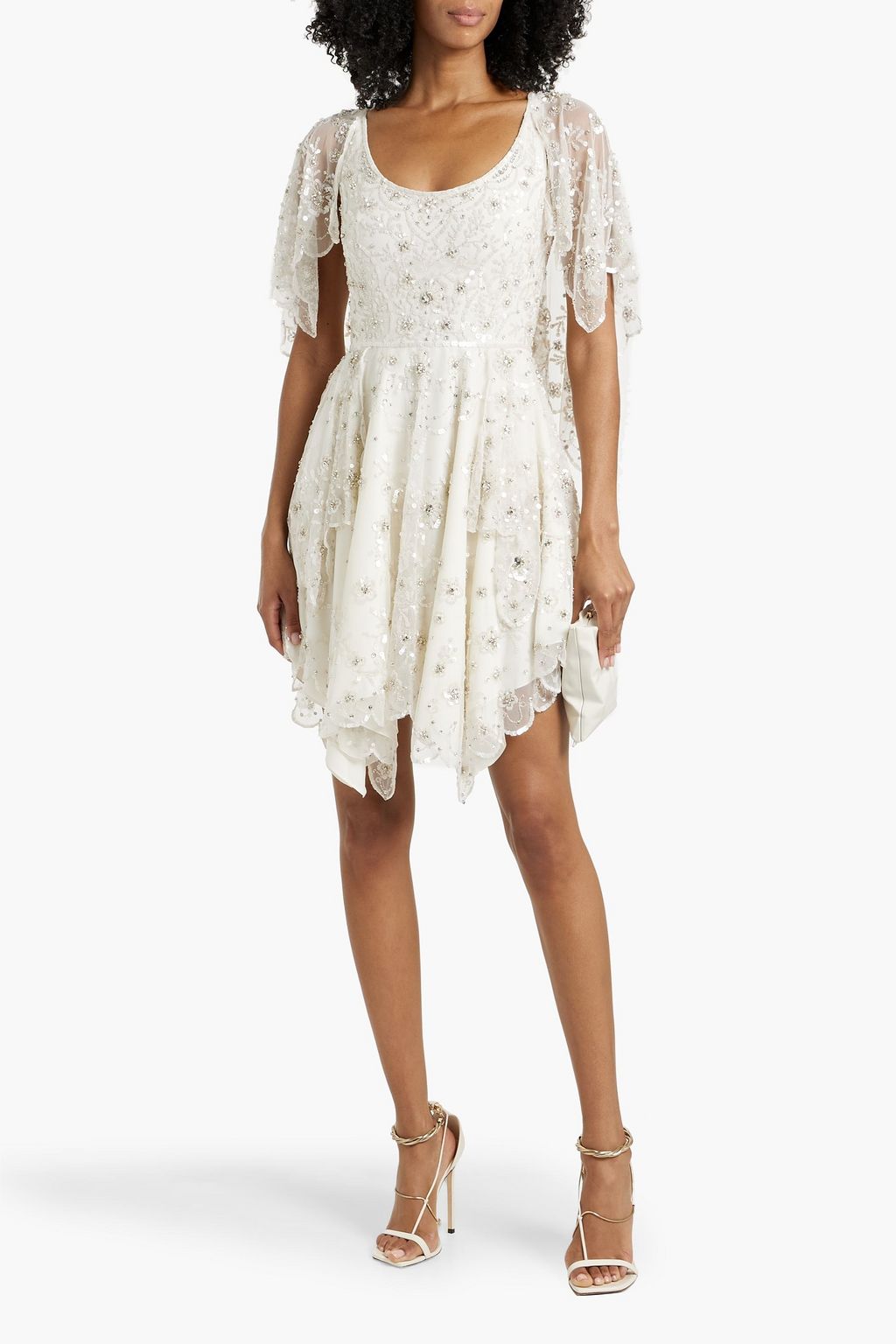 JENNY PACKHAM Cape-effect embellished tulle dress