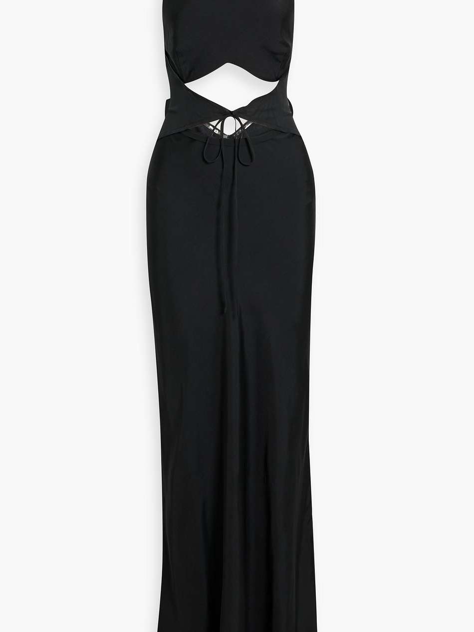naomi chiffon-paneled twill halterneck maxi dress